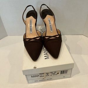 Manolo Blahnik Radar Brown Crepe De Chine OR9 CRADAR Brown size 36
